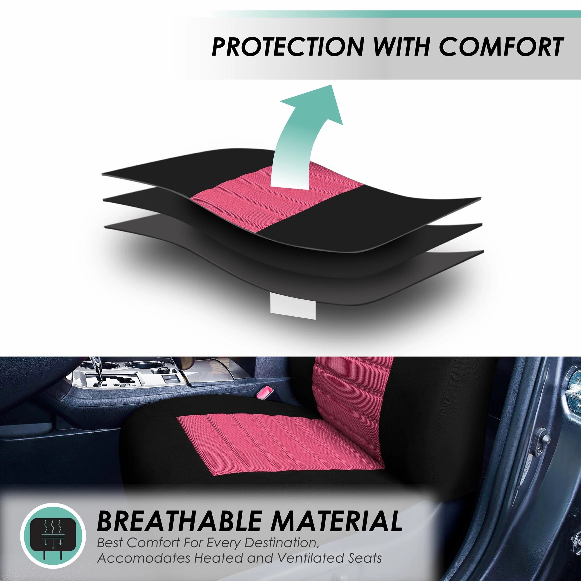 Premium 3D Air Mesh Seat Covers - Front Set Pink