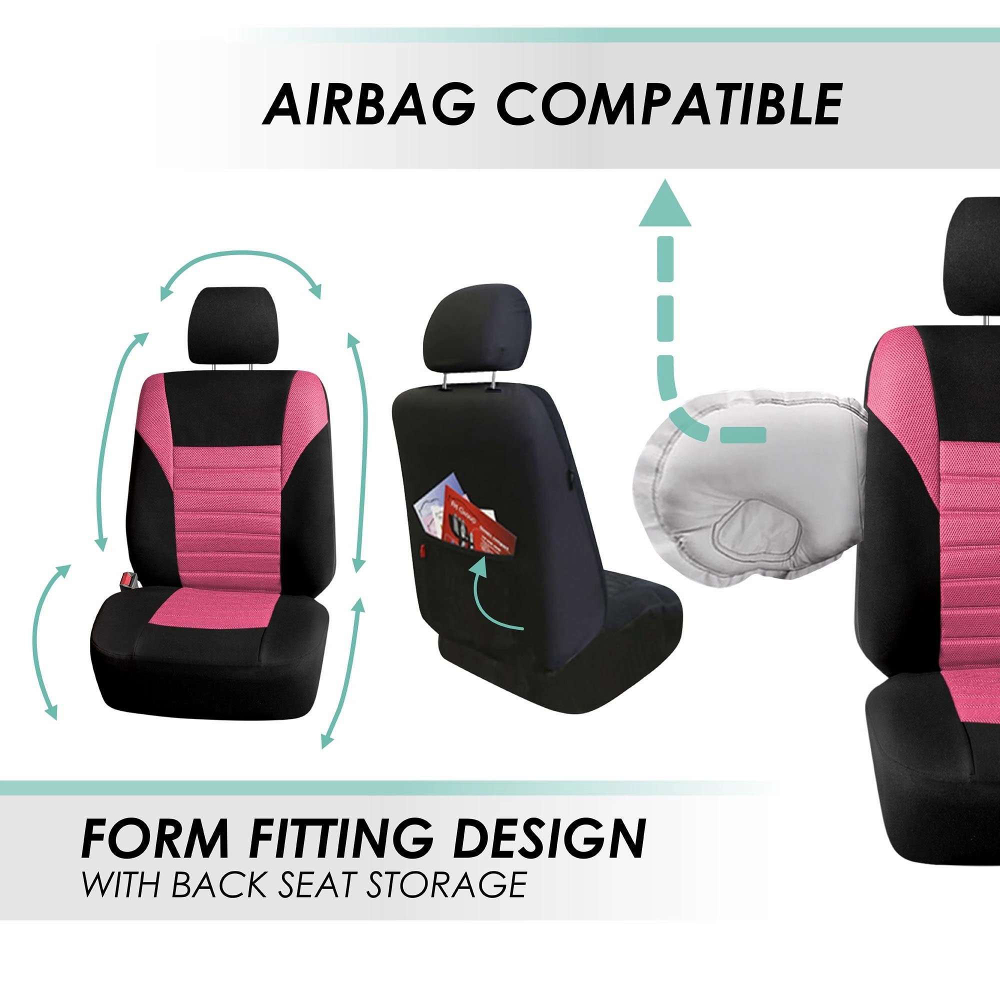 Premium 3D Air Mesh Seat Covers - Front Set Pink
