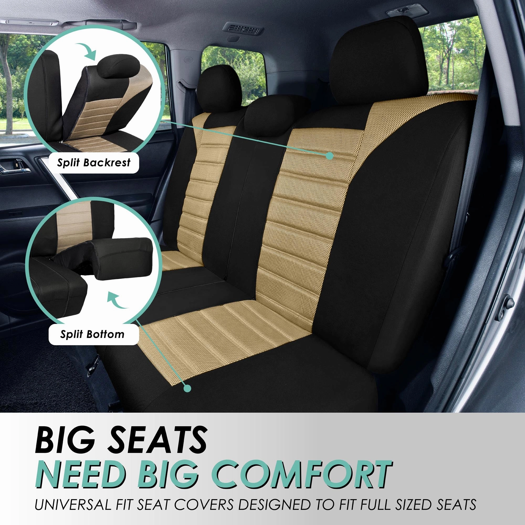Premium 3D Air Mesh Seat Covers - Full Set Beige