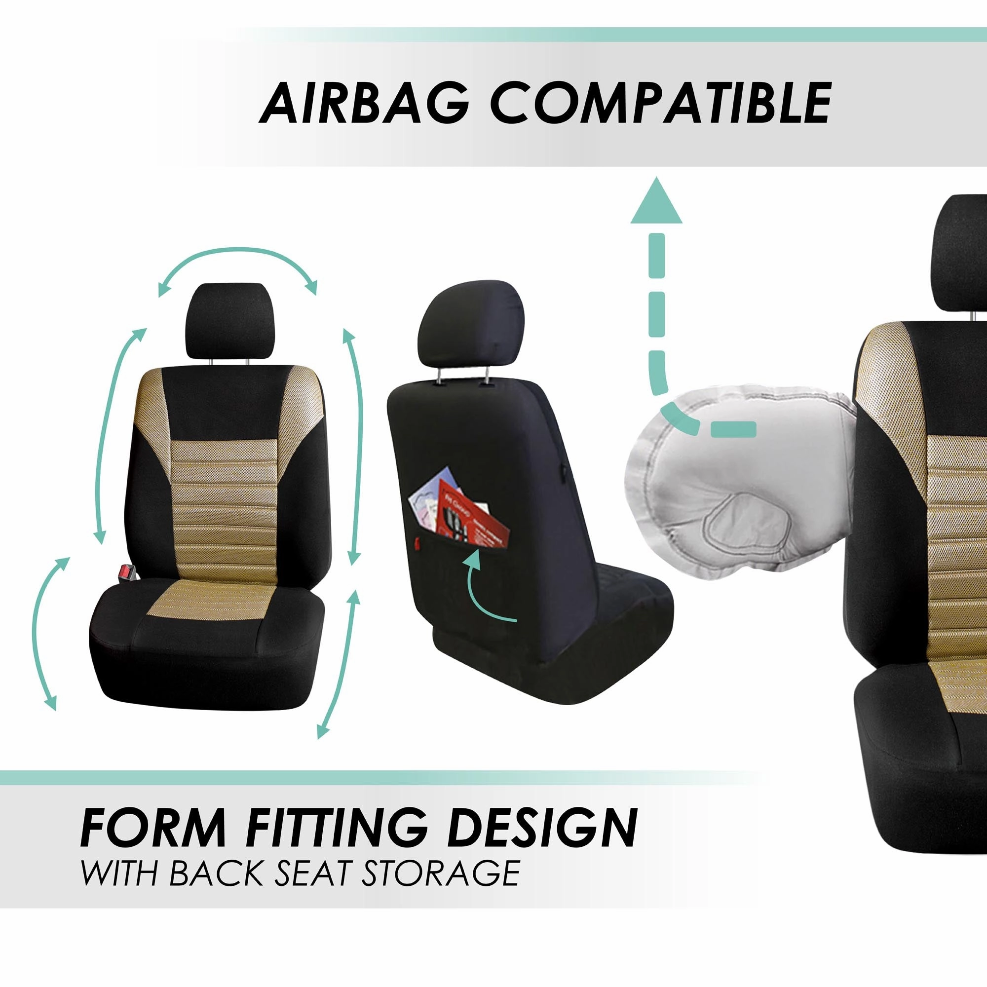 Premium 3D Air Mesh Seat Covers - Full Set Beige