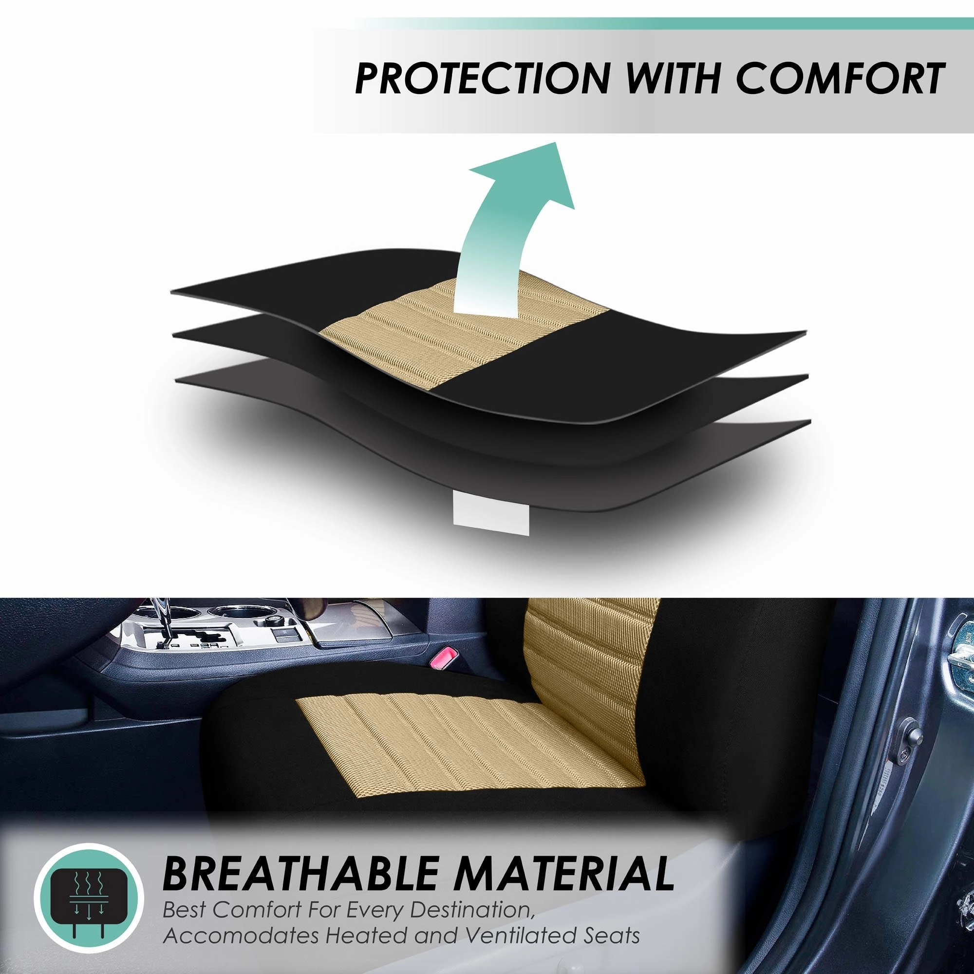 Premium 3D Air Mesh Seat Covers - Full Set Beige