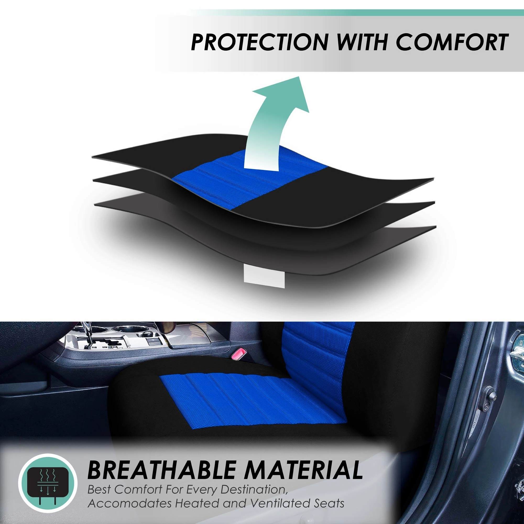 Premium 3D Air Mesh Seat Covers - Full Set Blue