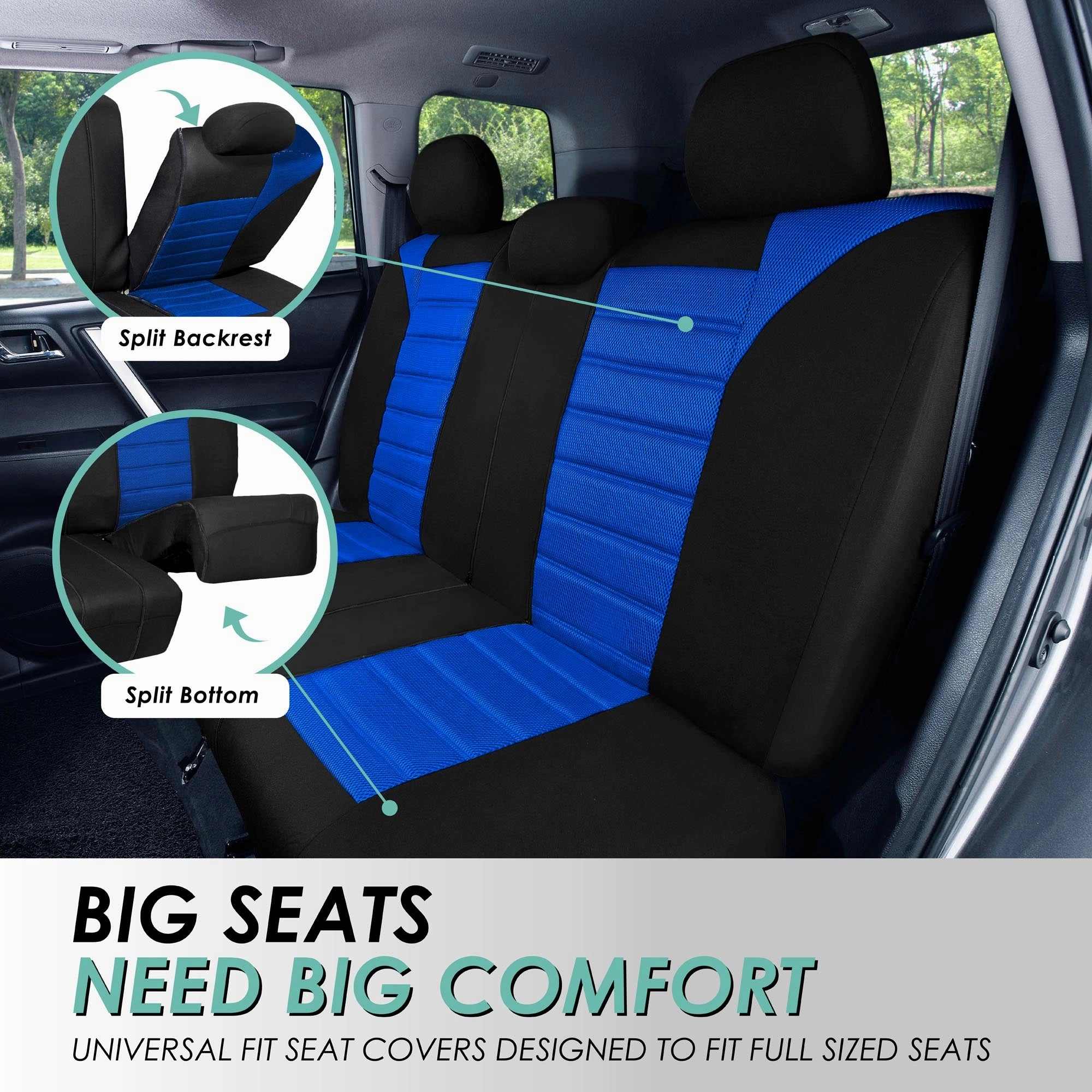 Premium 3D Air Mesh Seat Covers - Full Set Blue