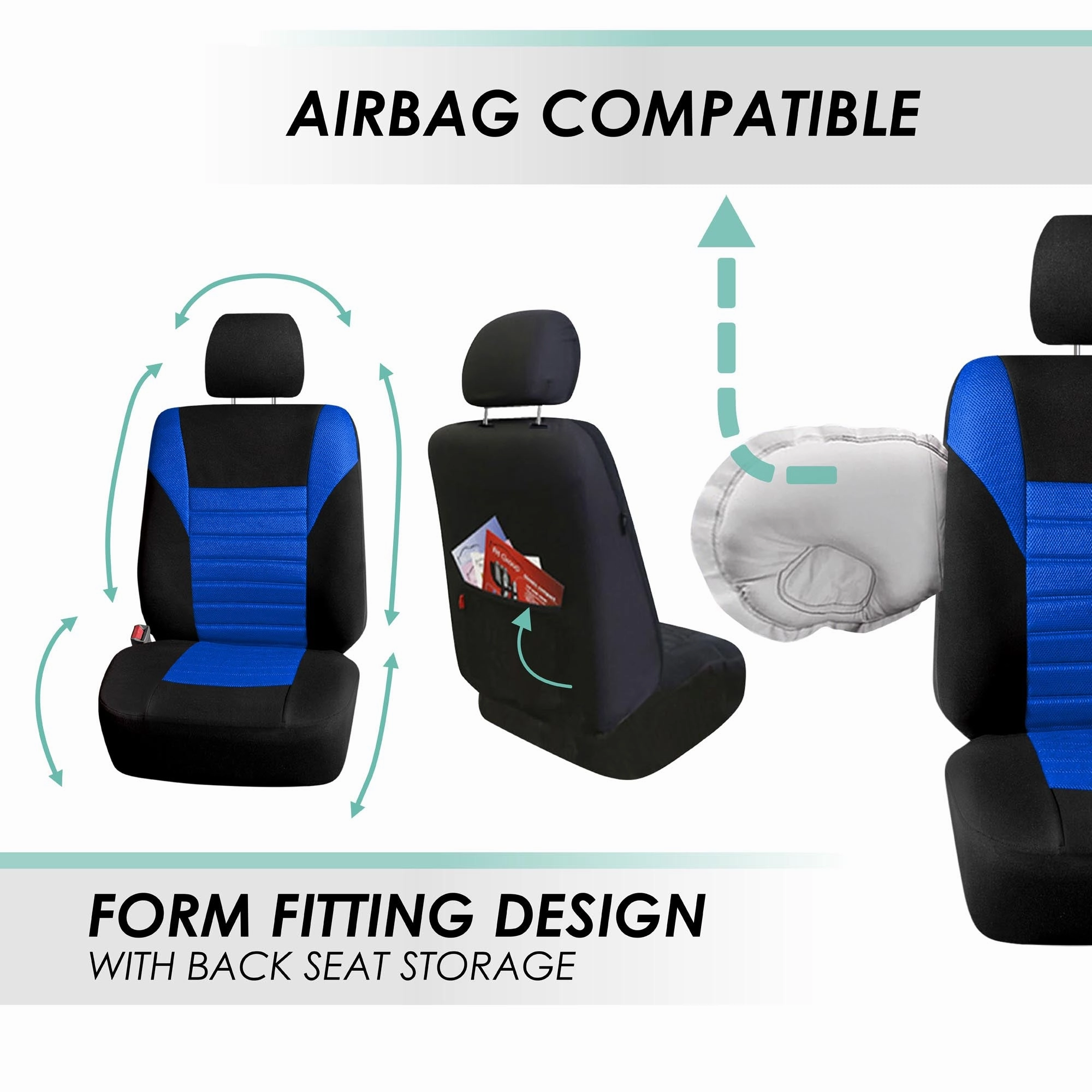 Premium 3D Air Mesh Seat Covers - Full Set Blue