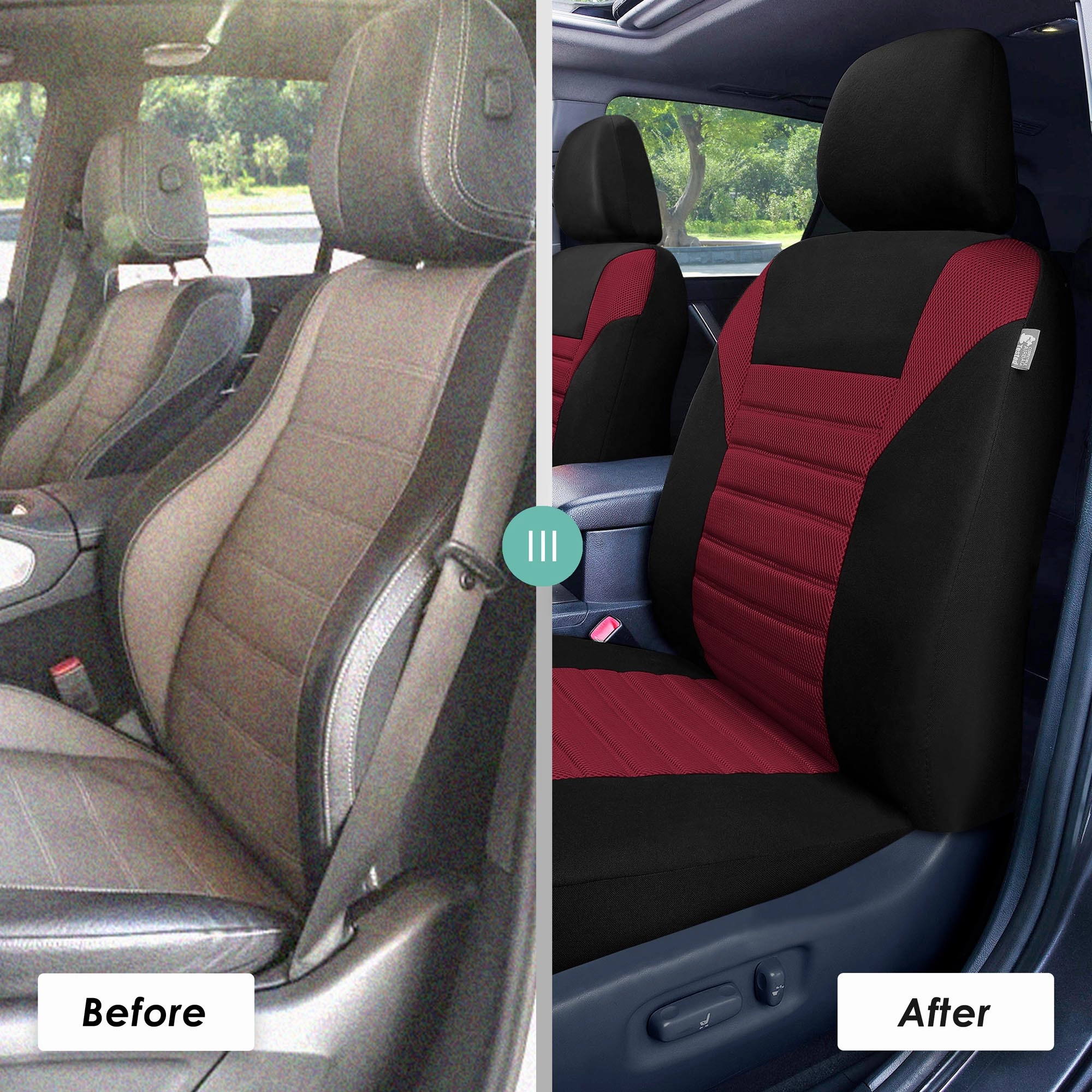 Premium 3D Air Mesh Seat Covers - Full Set Burgundy