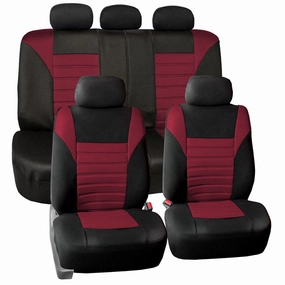 Premium 3D Air Mesh Seat Covers - Full Set Burgundy