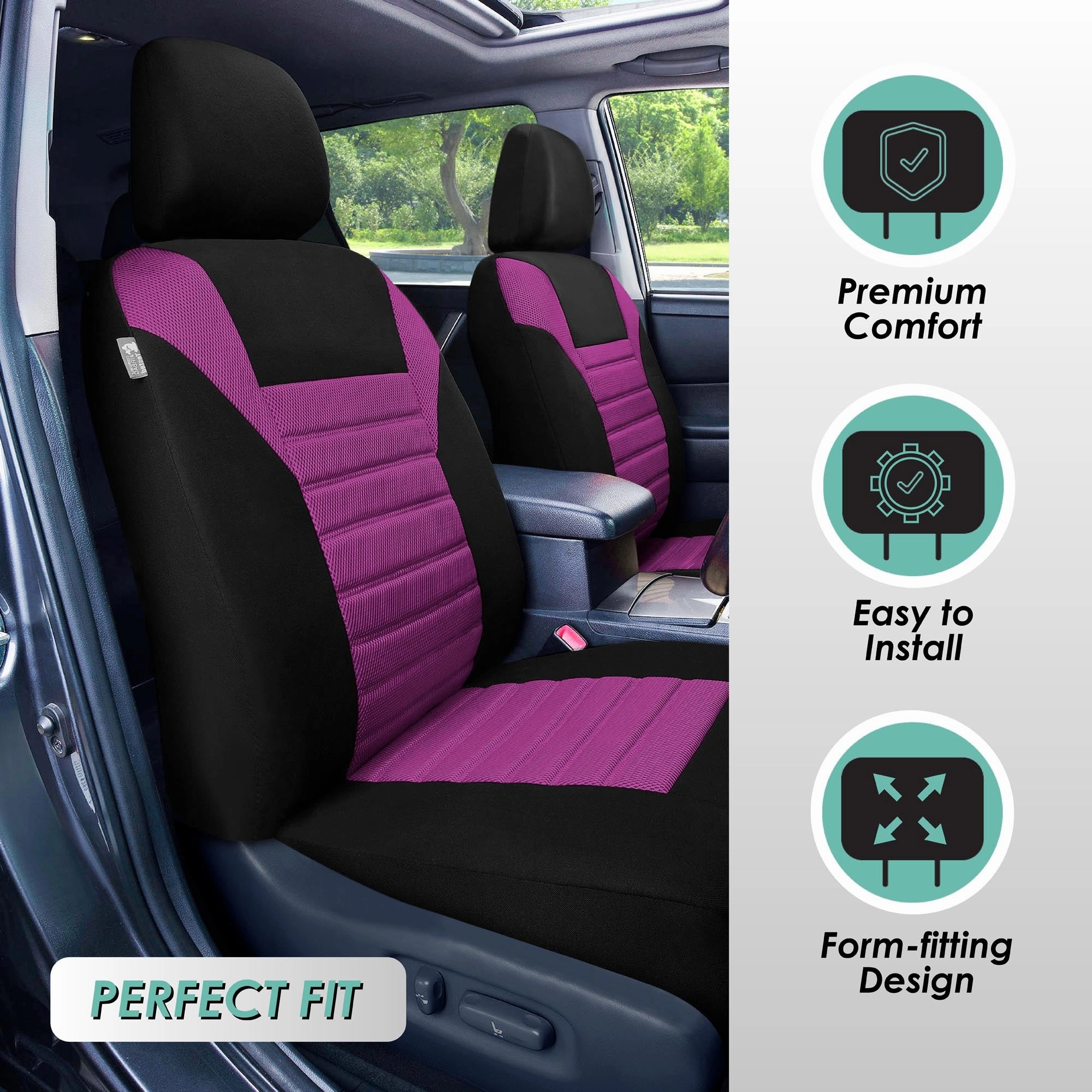 Premium 3D Air Mesh Seat Covers - Full Set Purple