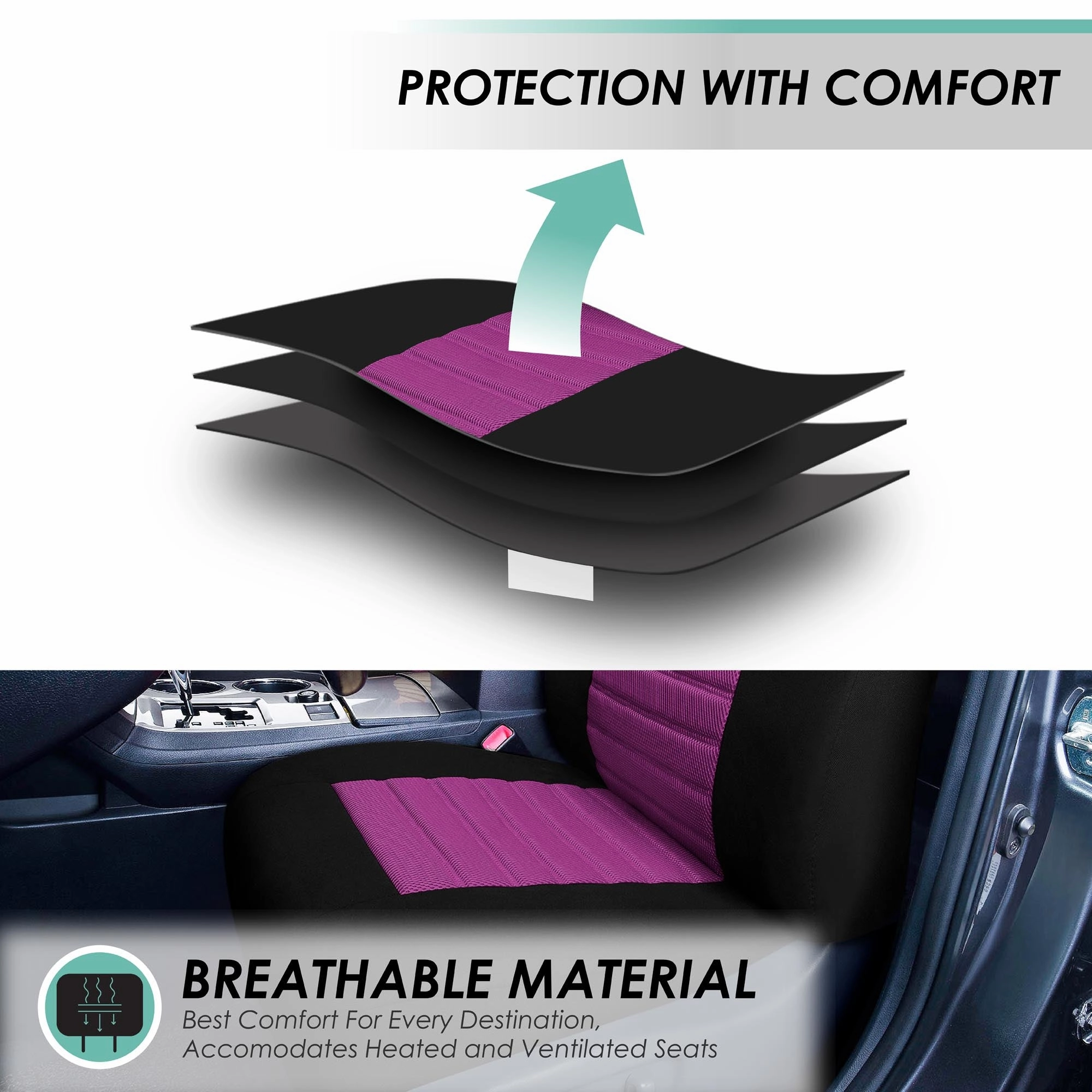 Premium 3D Air Mesh Seat Covers - Full Set Purple