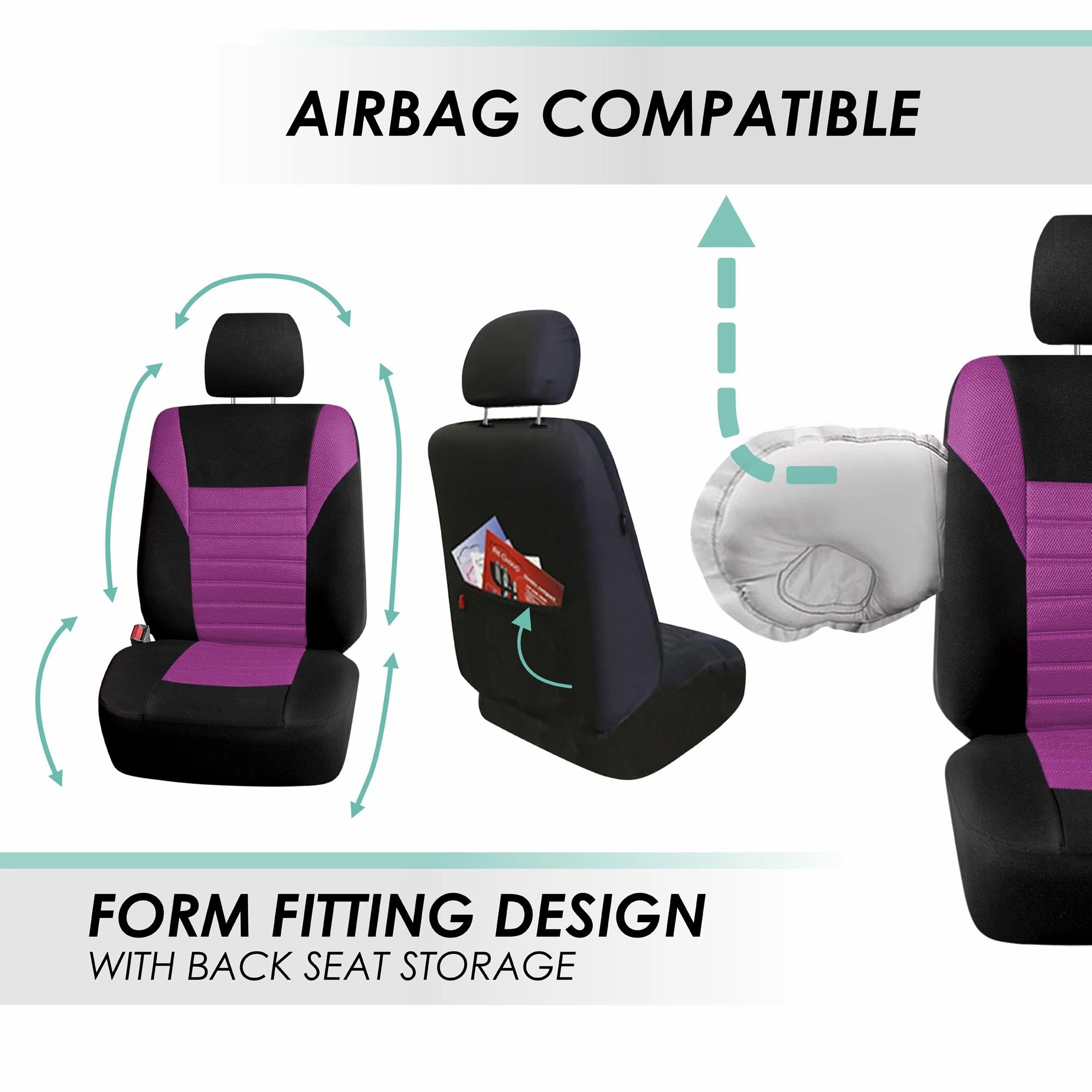 Premium 3D Air Mesh Seat Covers - Full Set Purple