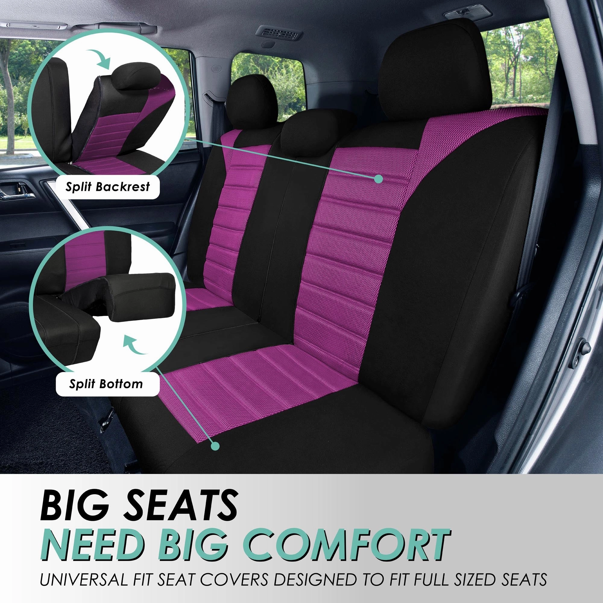 Premium 3D Air Mesh Seat Covers - Full Set Purple