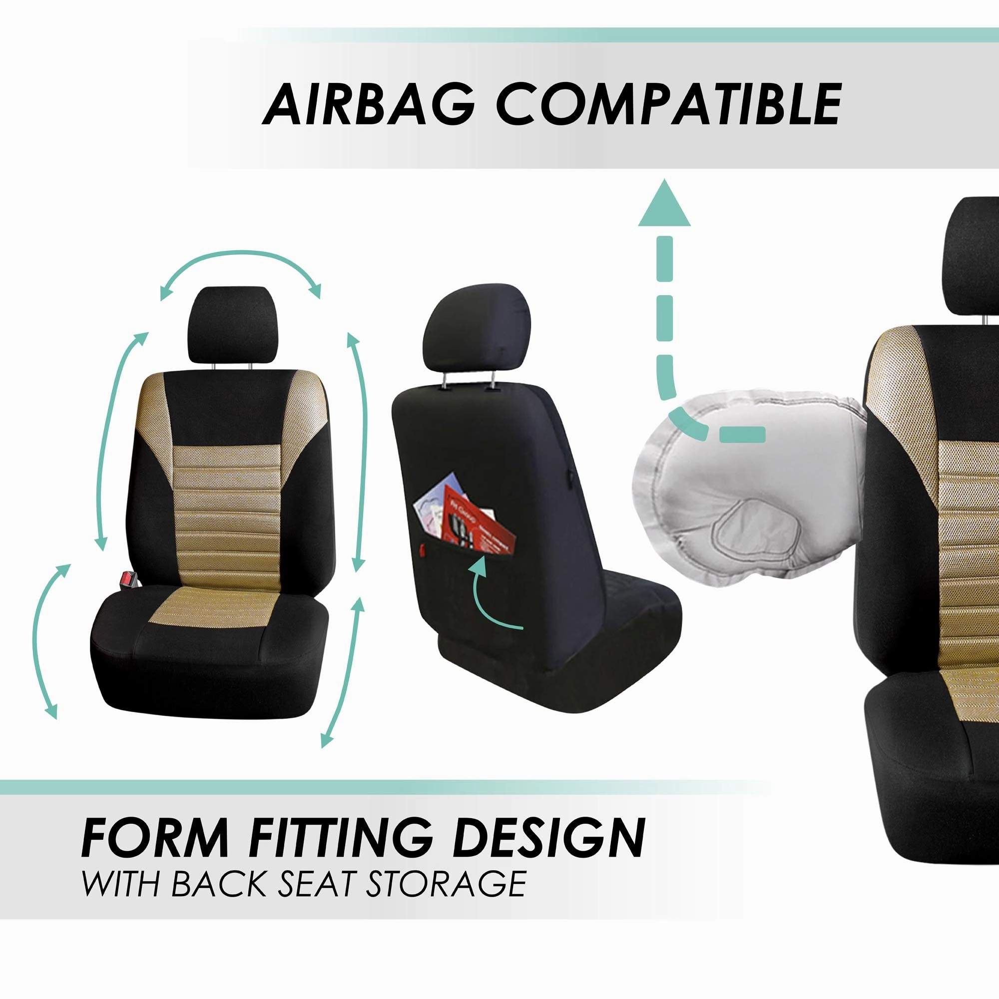 Premium 3D Air Mesh Seat Covers - Rear Beige