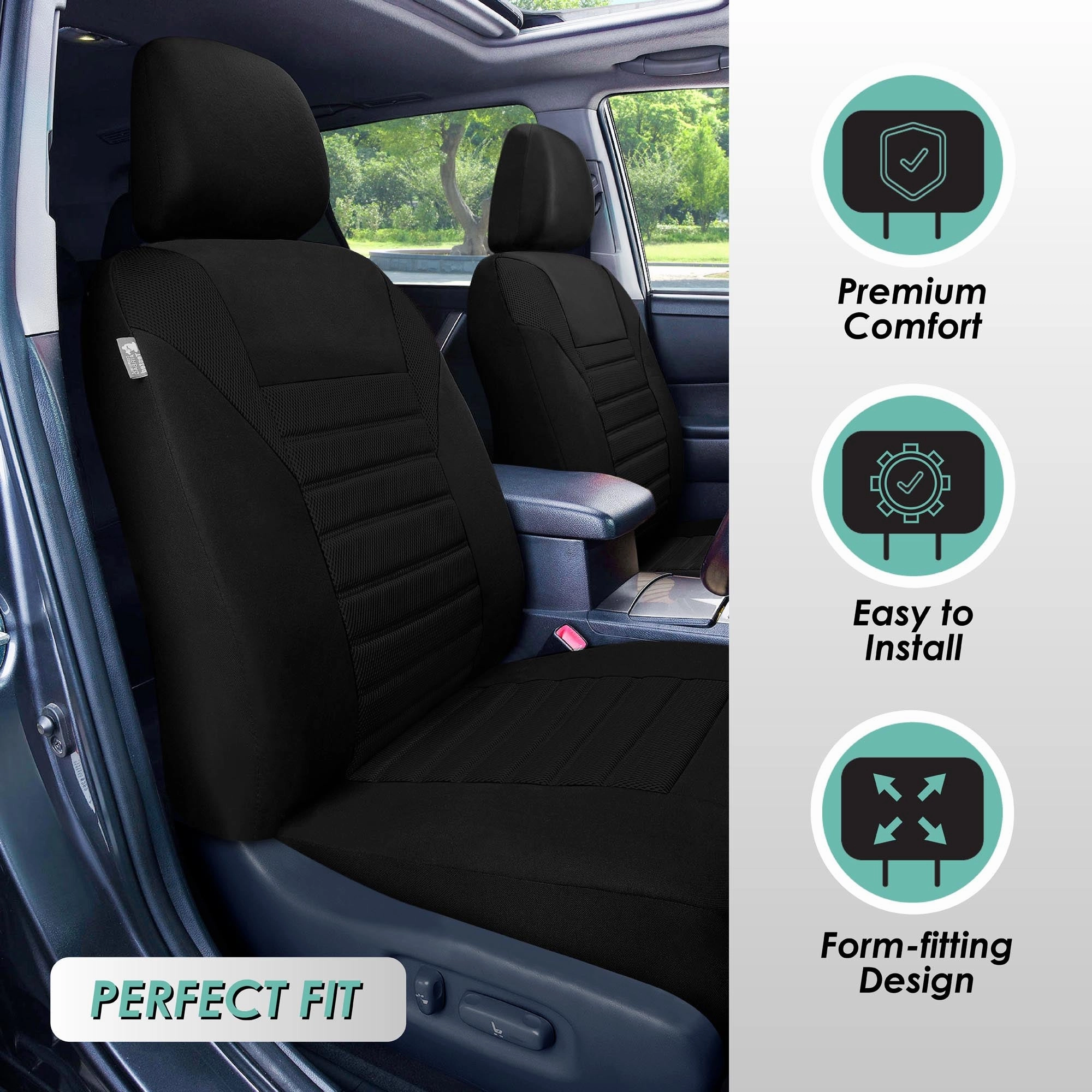 Premium 3D Air Mesh Seat Covers - Rear Black