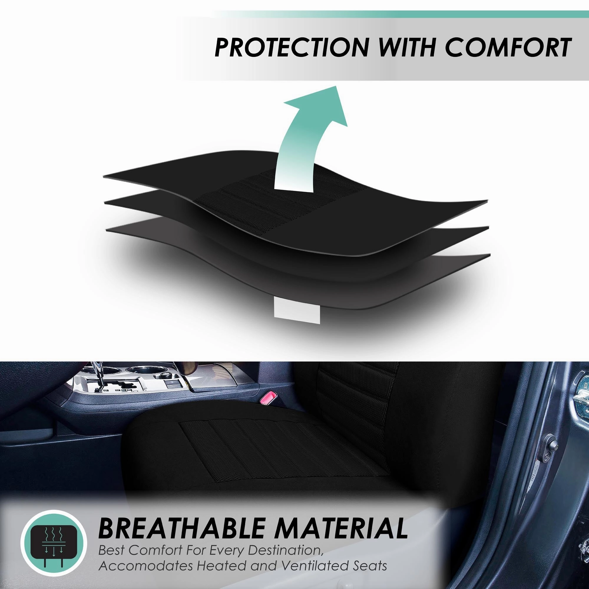 Premium 3D Air Mesh Seat Covers - Rear Black