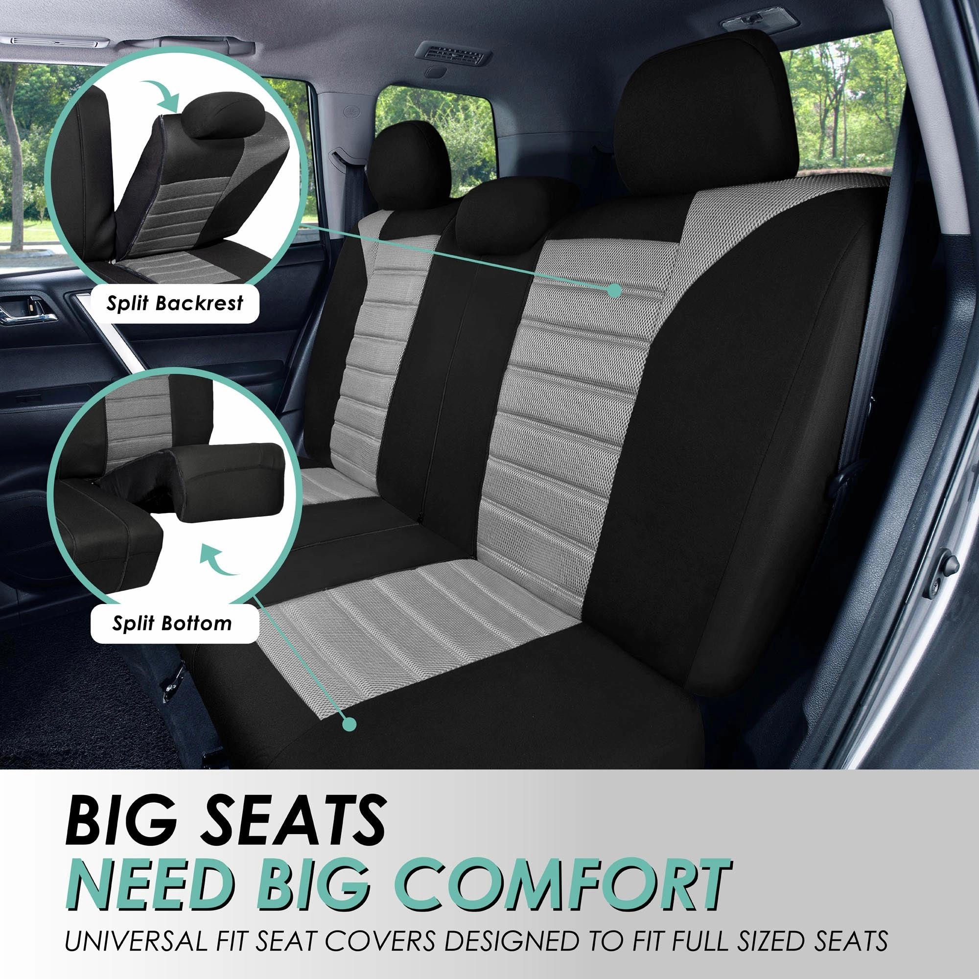 Premium 3D Air Mesh Seat Covers - Rear Gray