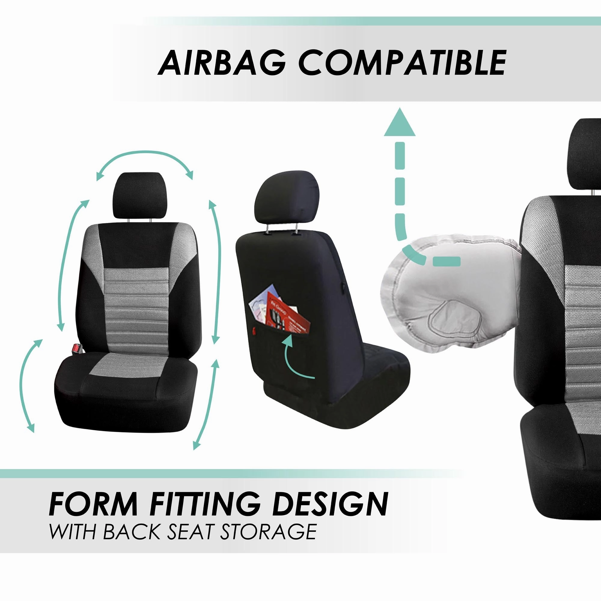 Premium 3D Air Mesh Seat Covers - Rear Gray