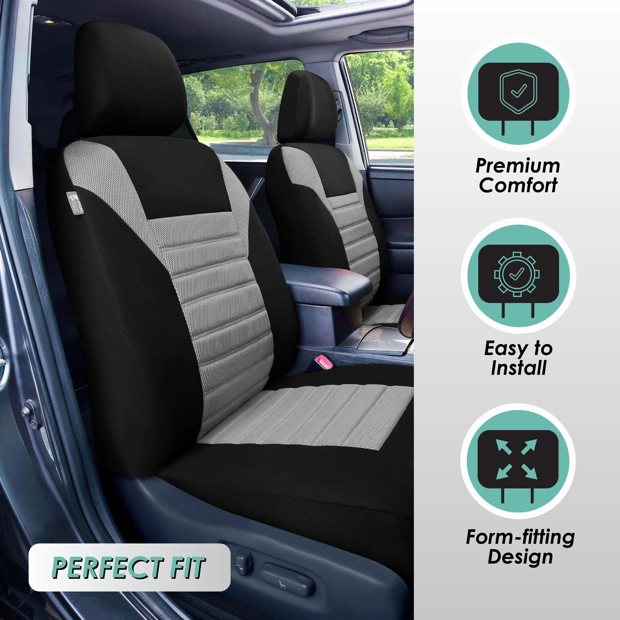 Premium 3D Air Mesh Seat Covers - Rear Gray