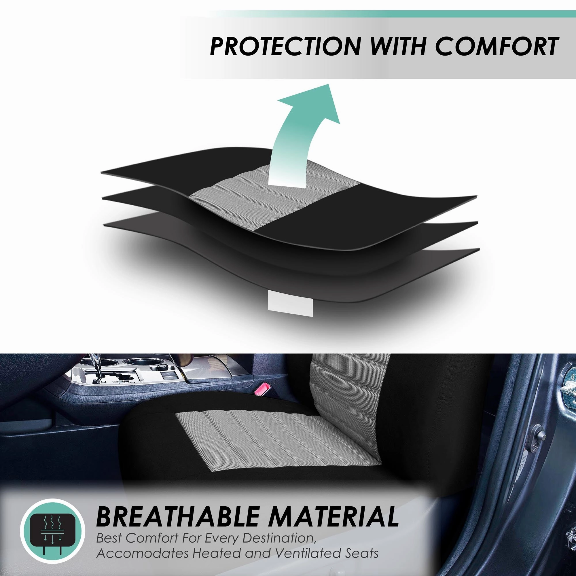 Premium 3D Air Mesh Seat Covers - Rear Gray