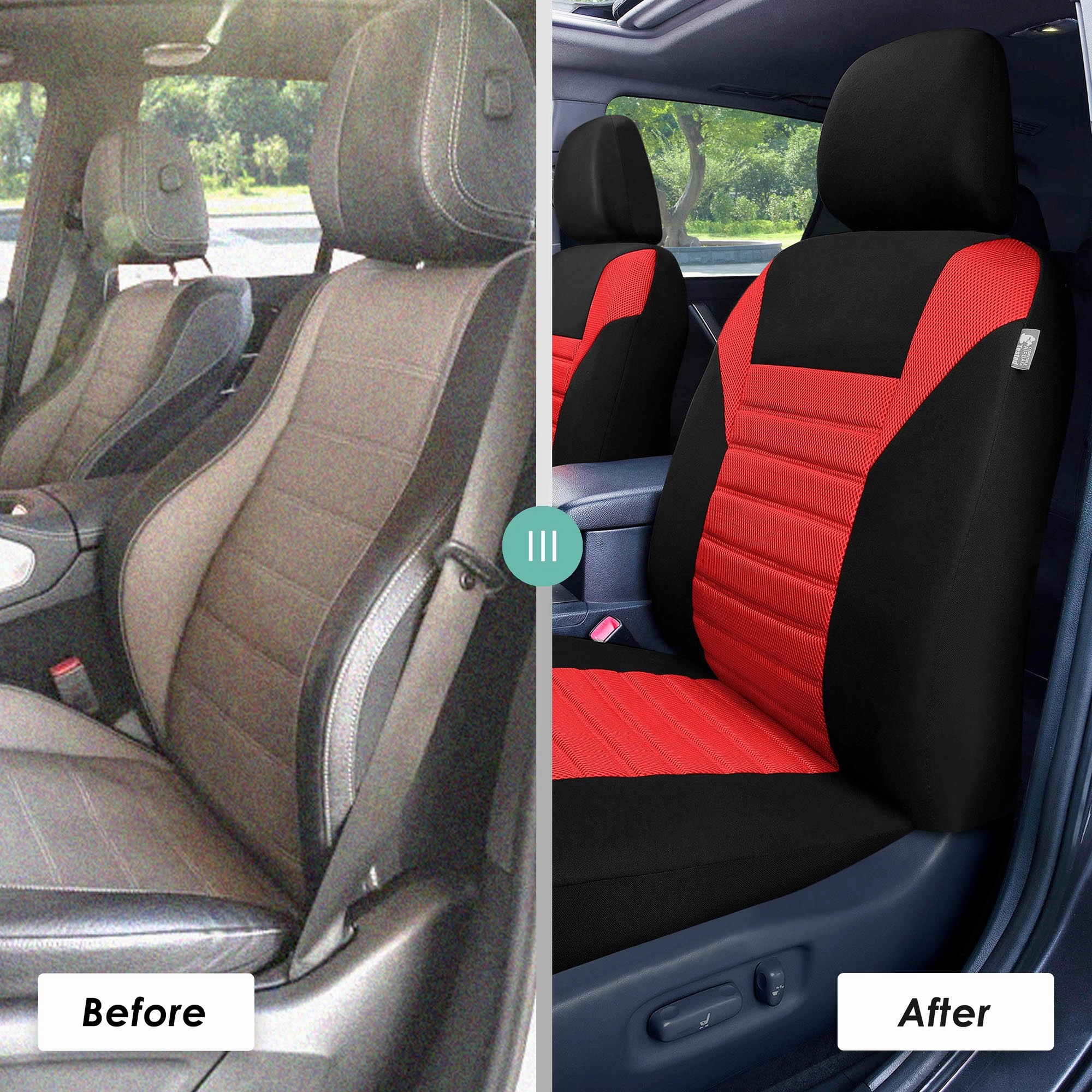 Premium 3D Air Mesh Seat Covers - Rear Red
