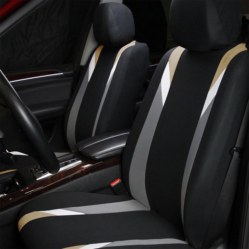 Premium Modernistic Flat Cloth Seat Covers - Front Set Beige