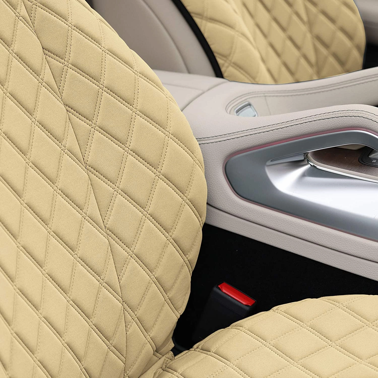 Prestige79 Neosupreme Diamond Stitch Car Seat Covers - Front Set Beige