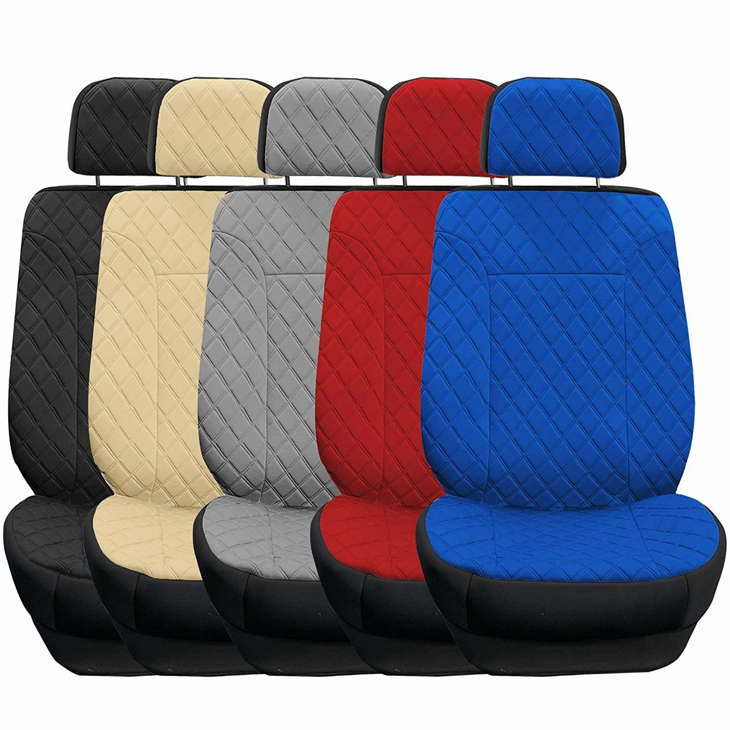 Prestige79 Neosupreme Diamond Stitch Car Seat Covers - Front Set Blue