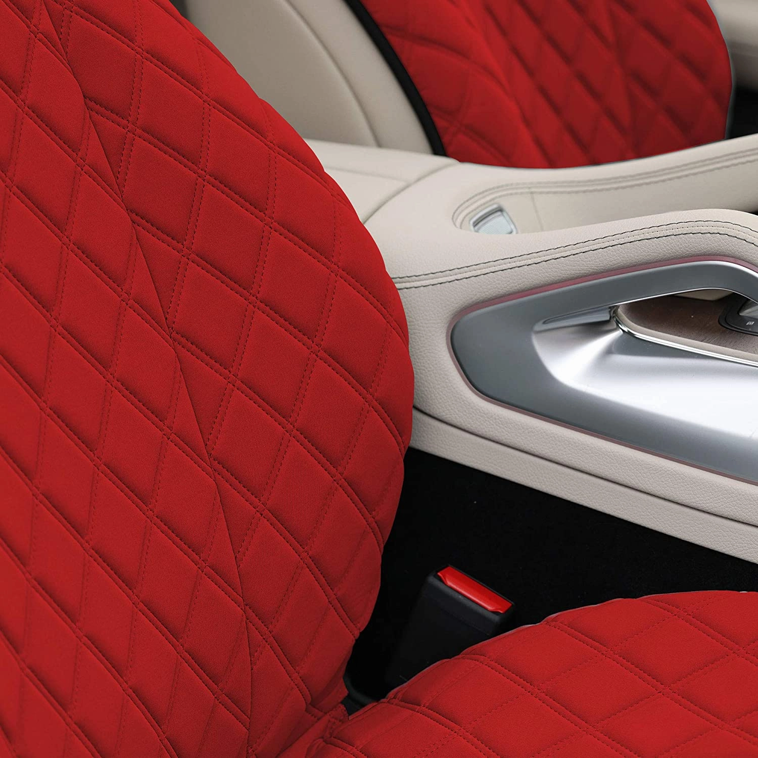 Prestige79 Neosupreme Diamond Stitch Car Seat Covers - Front Set Red
