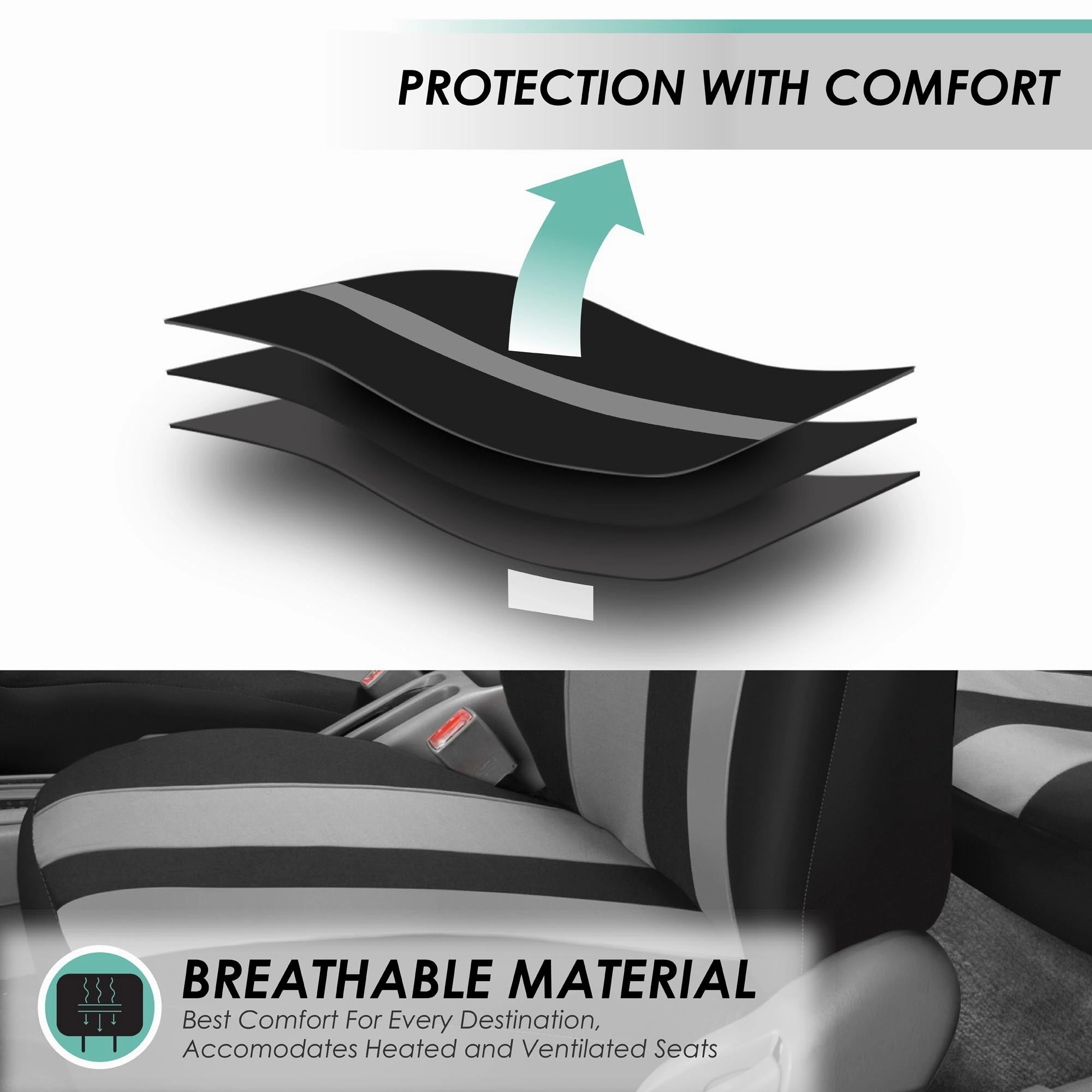 Striking Striped Seat Covers - Front Set Gray