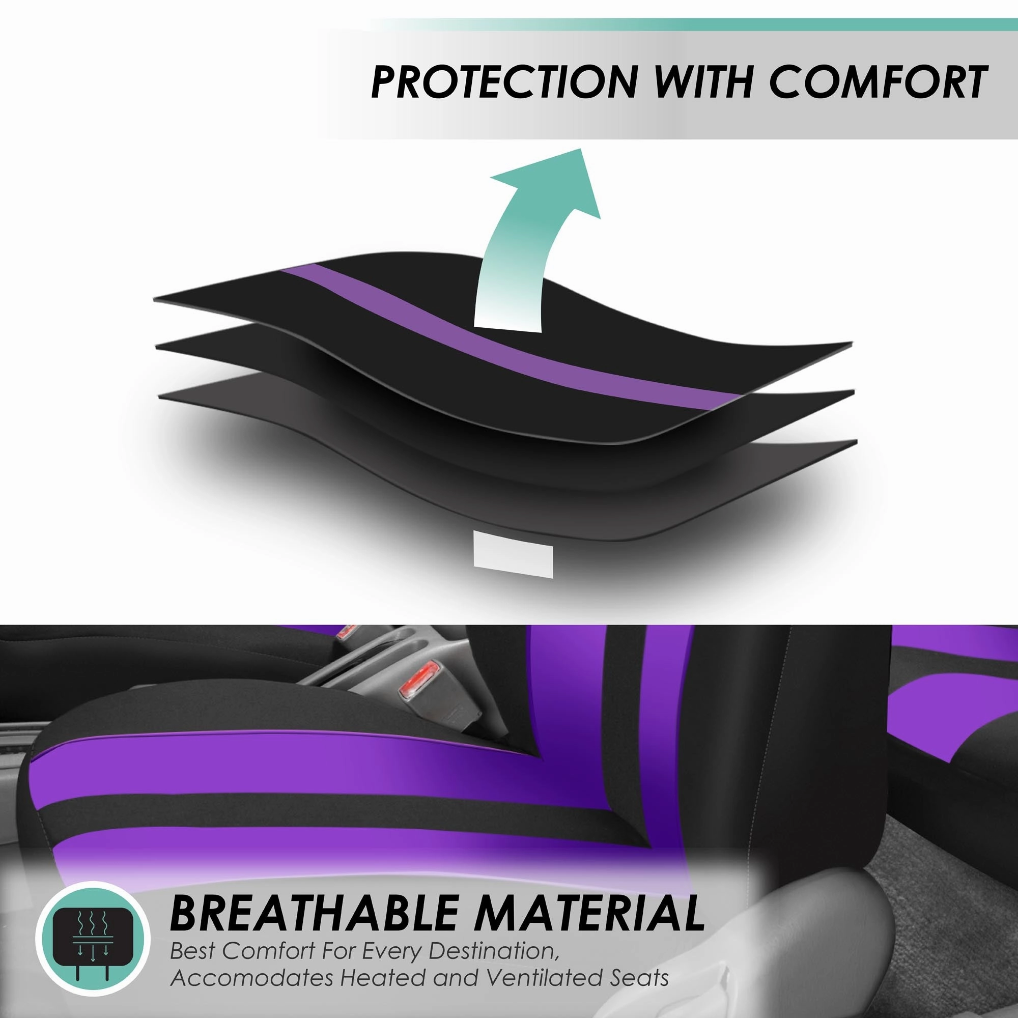 Striking Striped Seat Covers - Front Set Purple