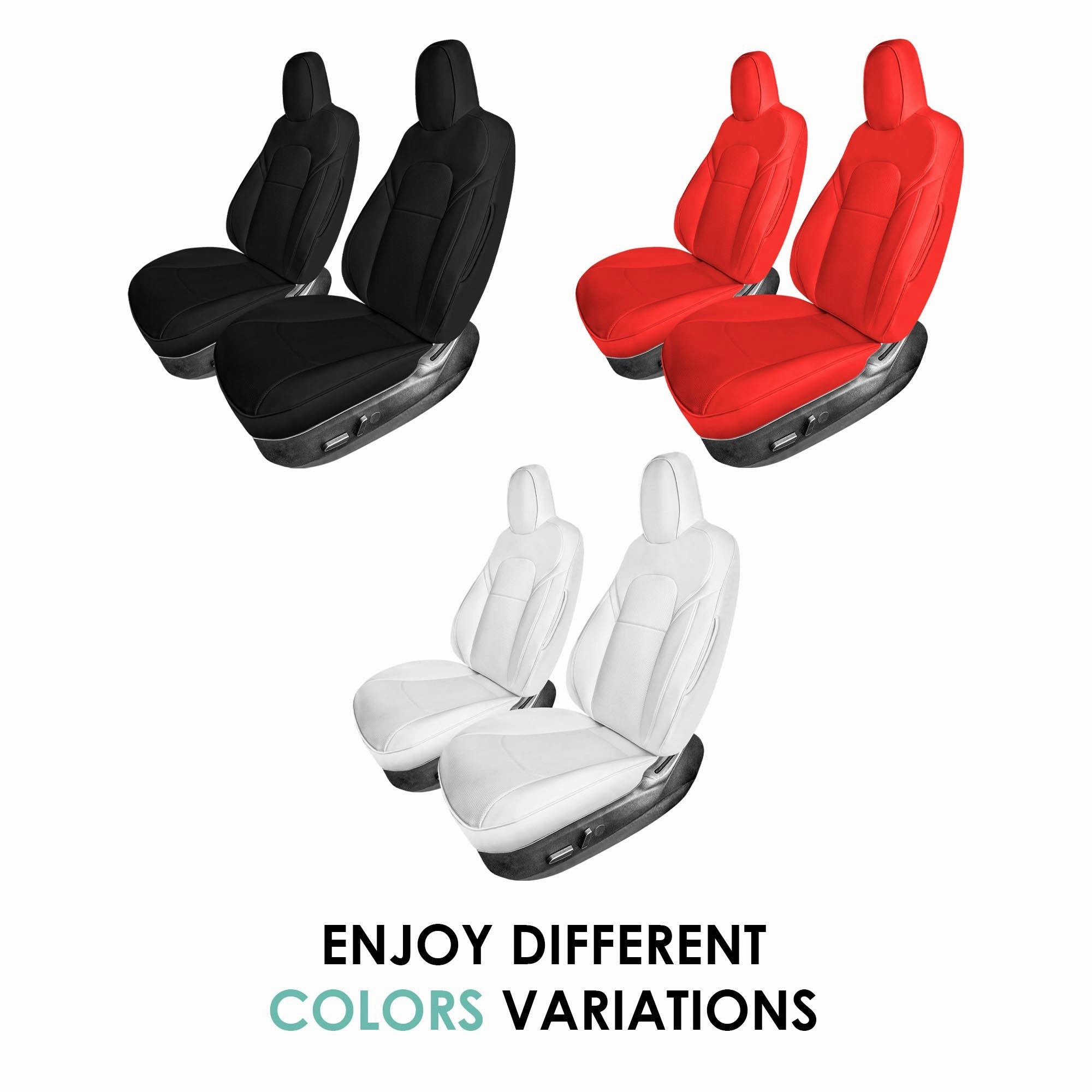 Tesla Model Y 2020 - 2024 - Front Set Seat Covers - Solid Red Faux Leather