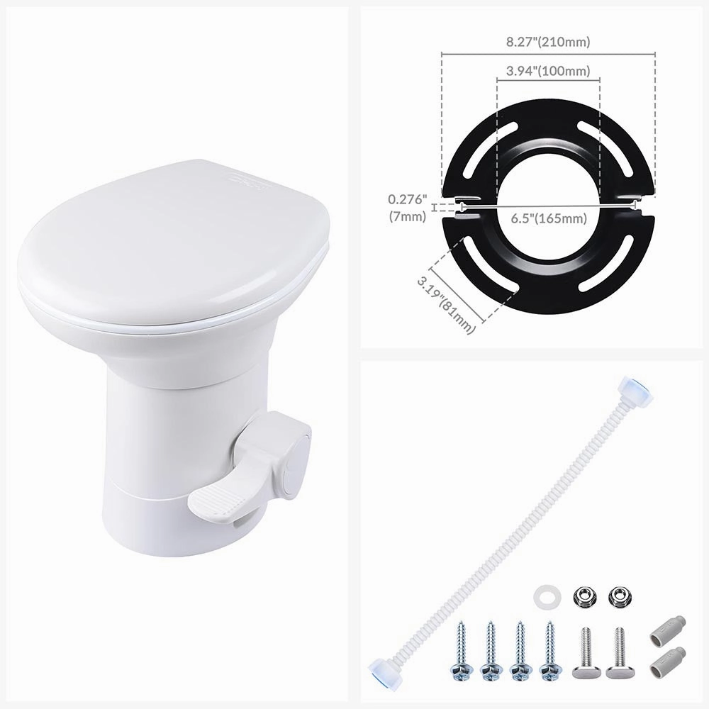 TheLAShop Tall RV Toilet Gravity Flush Soft-Close Campsite Residences