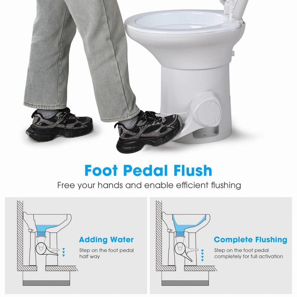 TheLAShop Tall RV Toilet Gravity Flush Soft-Close Campsite Residences