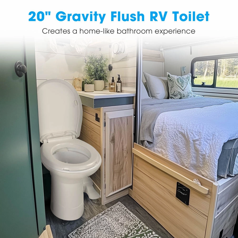 TheLAShop Tall RV Toilet Gravity Flush Soft-Close Campsite Residences