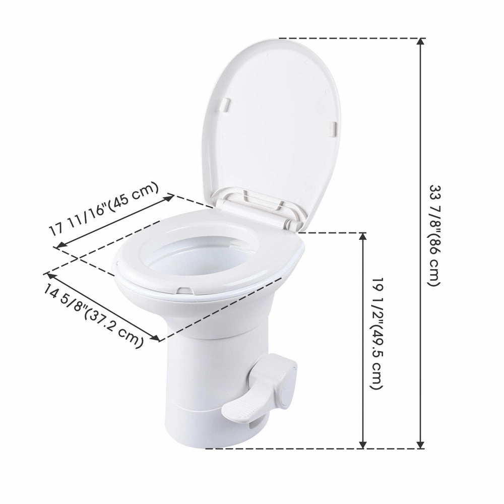 TheLAShop Tall RV Toilet Gravity Flush Soft-Close Campsite Residences