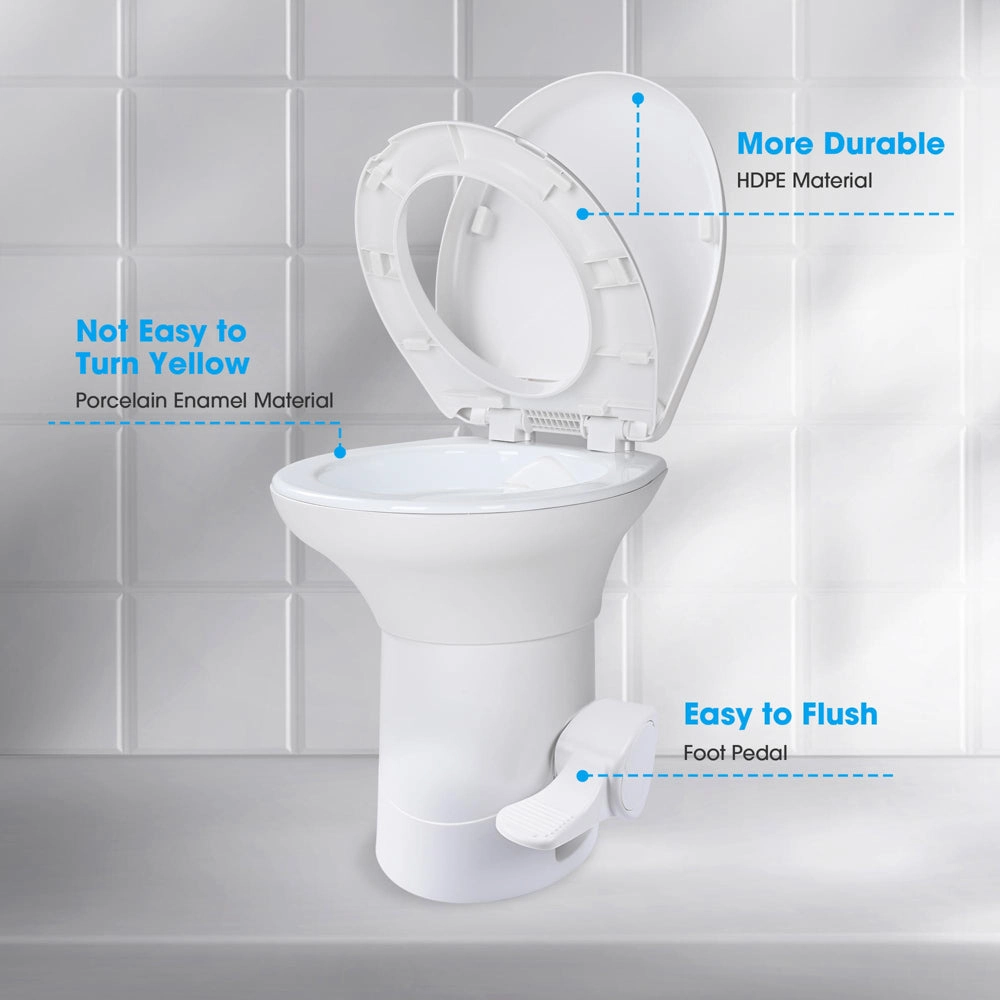 TheLAShop Tall RV Toilet Gravity Flush Soft-Close Campsite Residences
