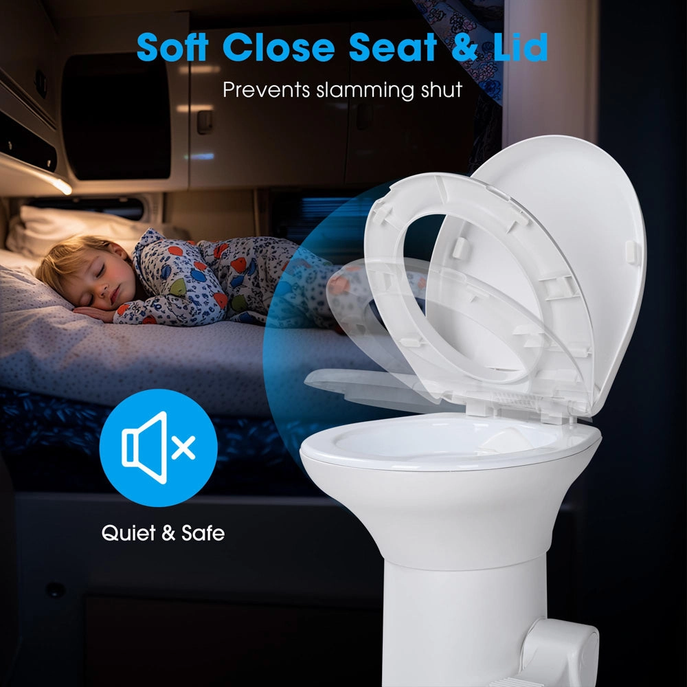 TheLAShop Tall RV Toilet Gravity Flush Soft-Close Campsite Residences