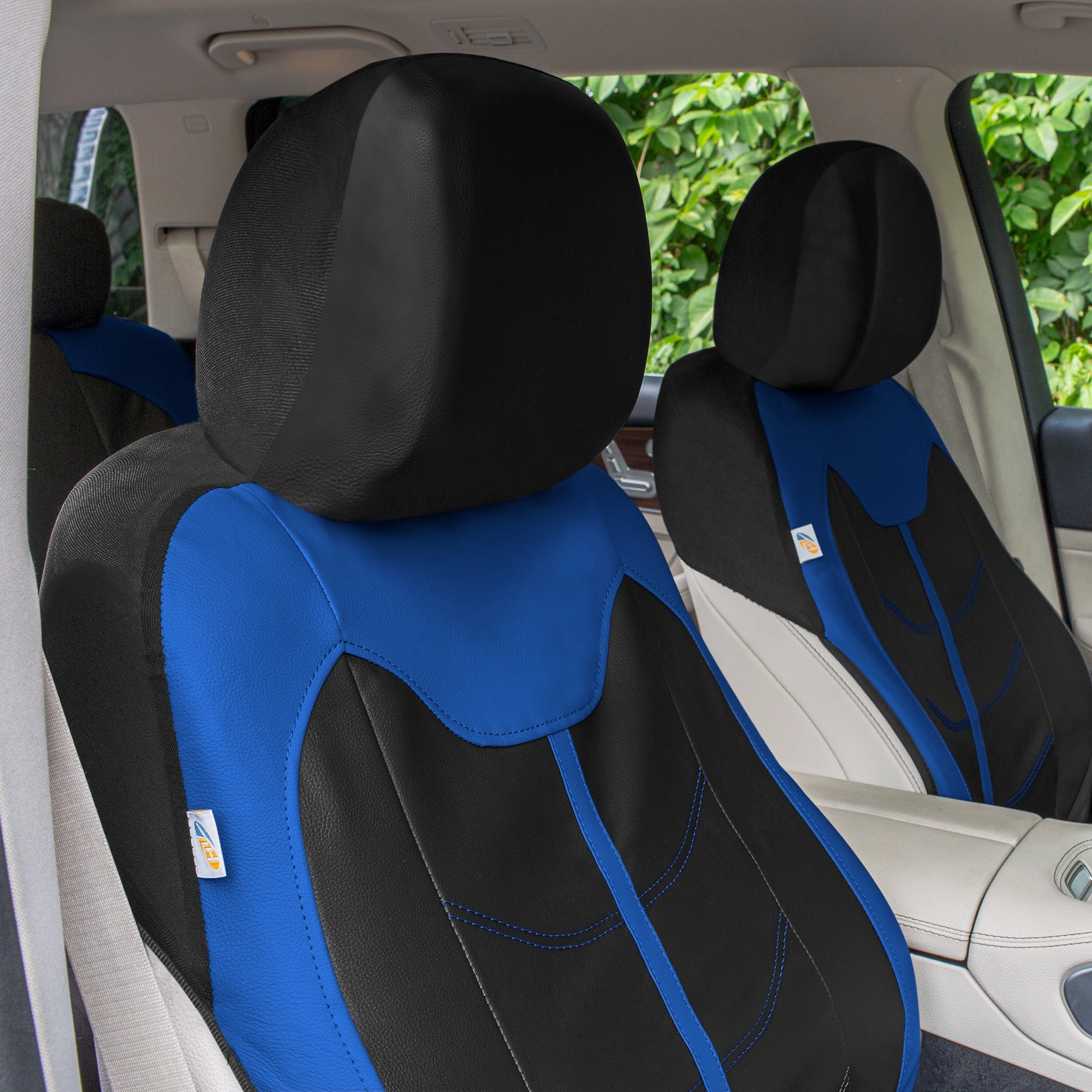 TLH Universal Fit Car Seat Cover - Full Set of Automotive Seat Covers Blue