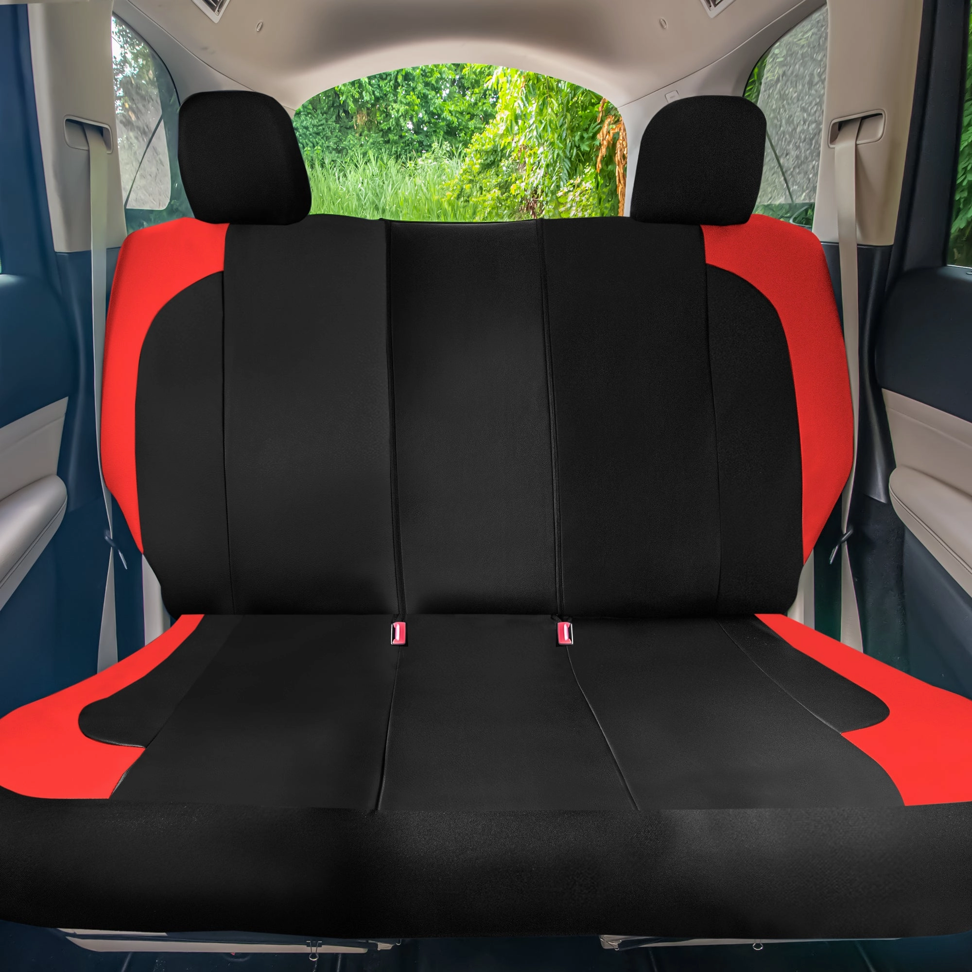 TLH Universal Fit Car Seat Cover - Full Set of Automotive Seat Covers Red