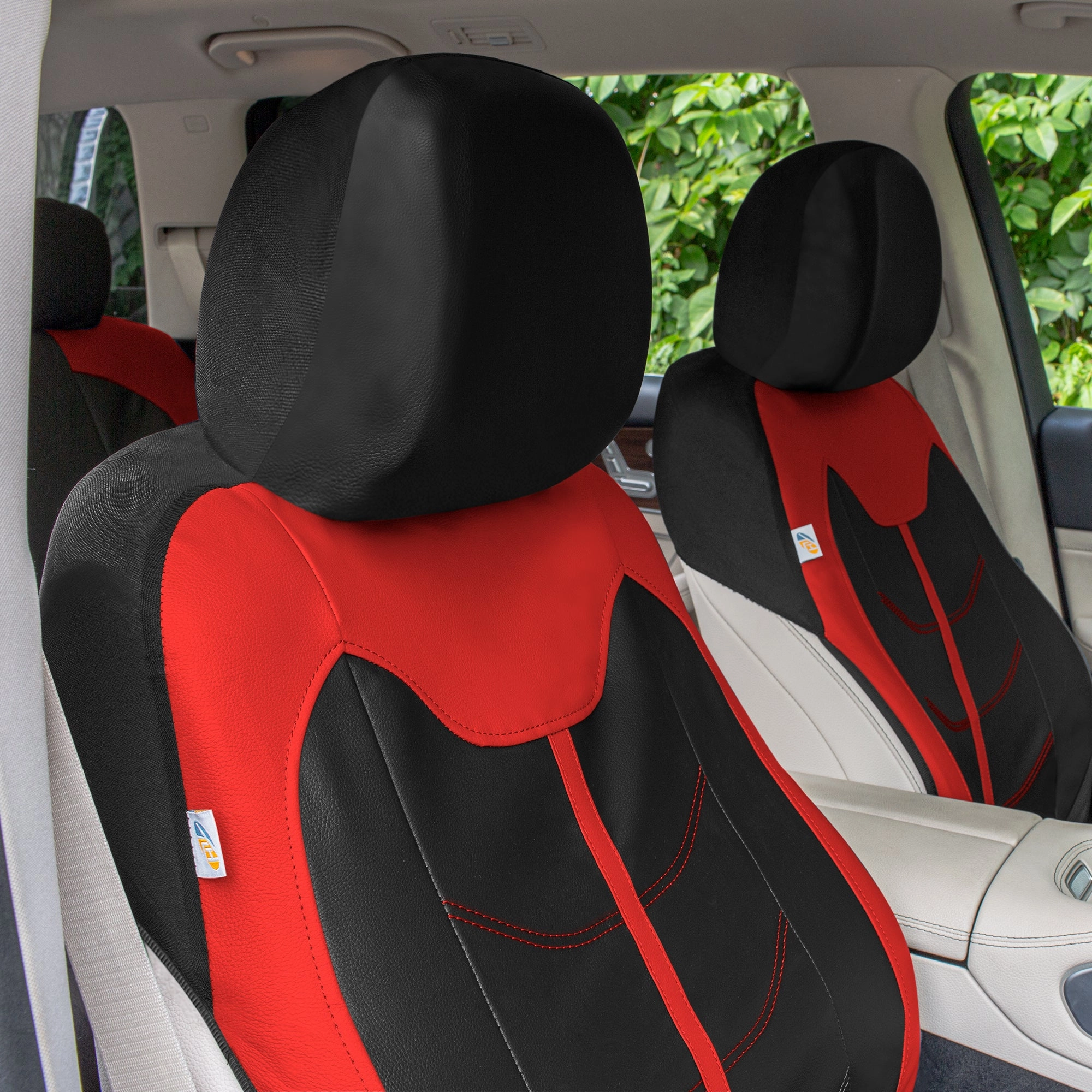 TLH Universal Fit Car Seat Cover - Full Set of Automotive Seat Covers Red