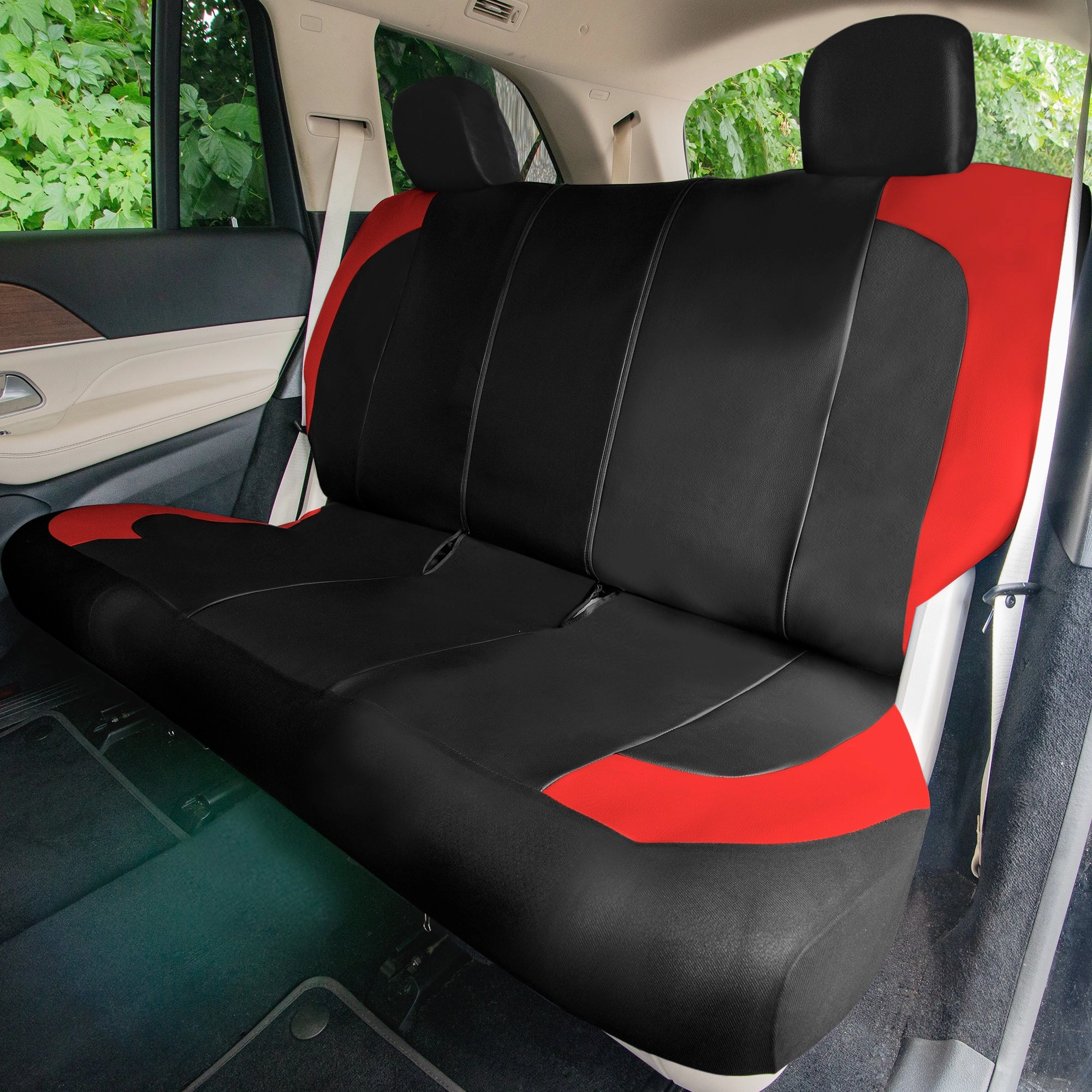 TLH Universal Fit Car Seat Cover - Full Set of Automotive Seat Covers Red