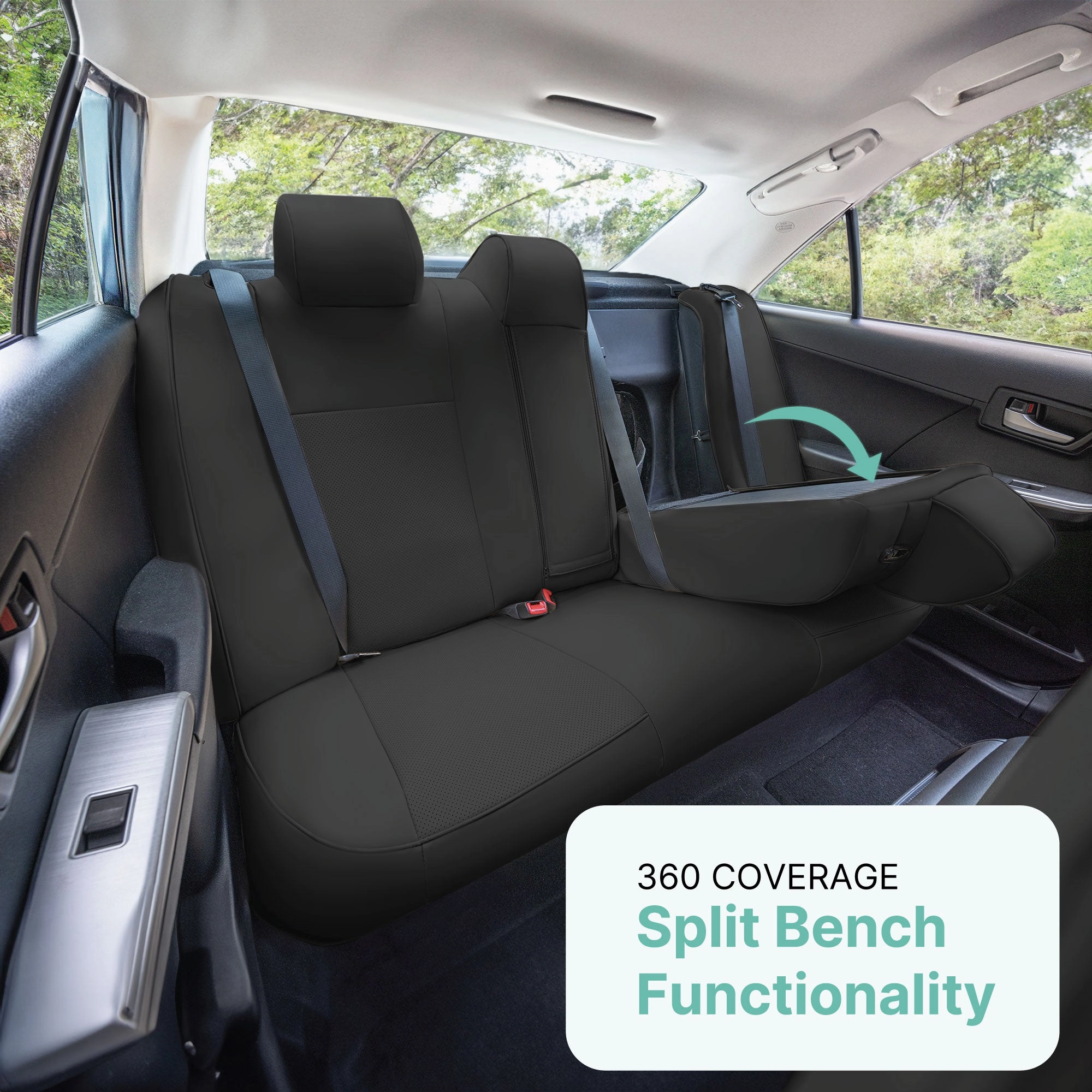 Toyota Camry LE | SE | XSE | XLE  2012-2017 - Rear Set Seat Covers - Black Faux Leather