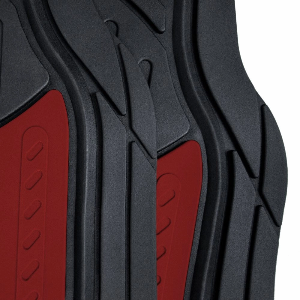 Trimmable Heavy Duty Non-Slip Rubber Floor Mats - Full Set Burgundy