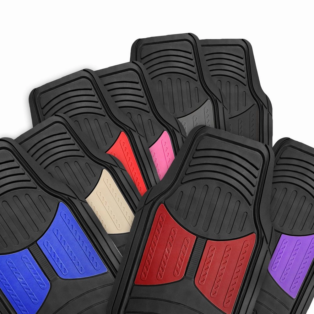 Trimmable Heavy Duty Non-Slip Rubber Floor Mats - Full Set Burgundy