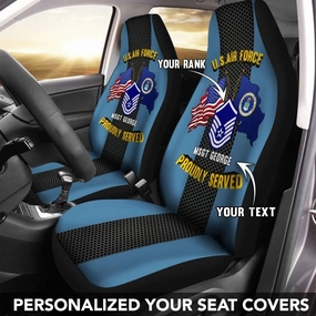 U.S Air Force Ranks - Personalized Car Seat Covers (Set of 2)