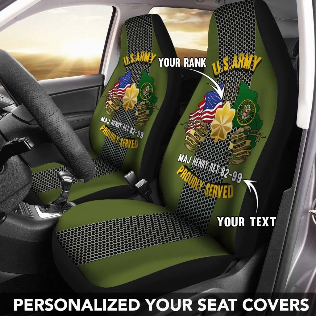 U.S Army Rank - Personalized Car Seat Covers (Set of 2)
