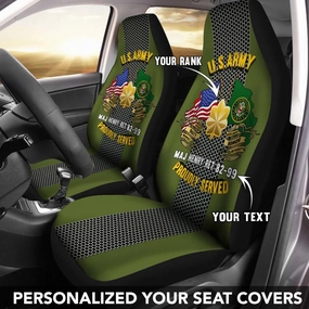 U.S Army Rank - Personalized Car Seat Covers (Set of 2)