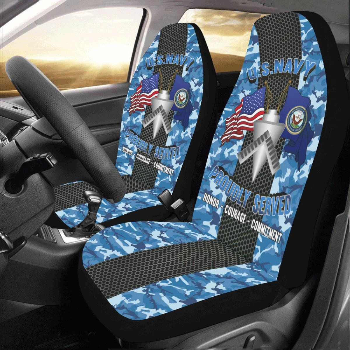 U.S Navy Builder Navy BU Car Seat Covers (Set of 2)