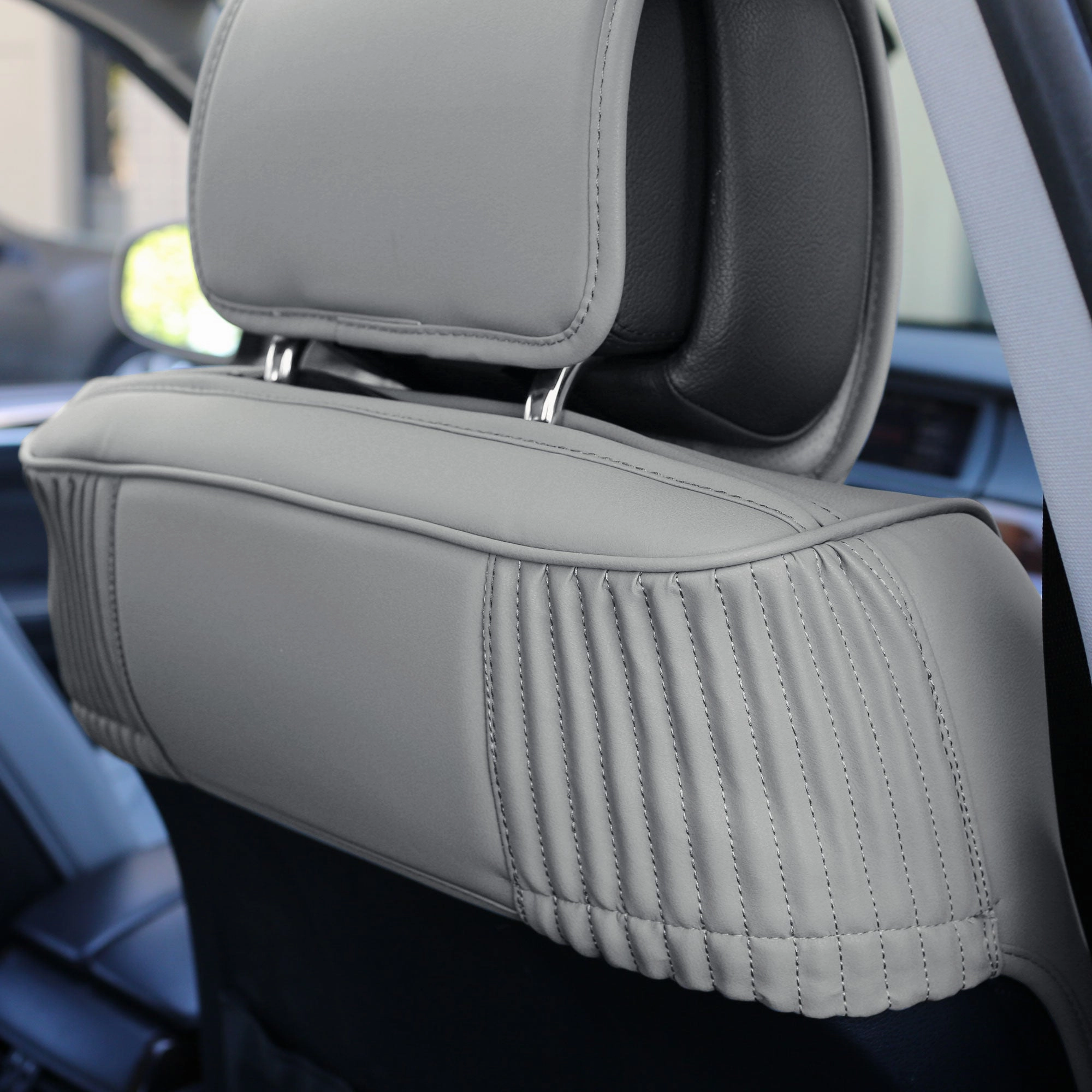 Ultra Comfort Deluxe Leatherette Seat Cushions - Front Set Gray